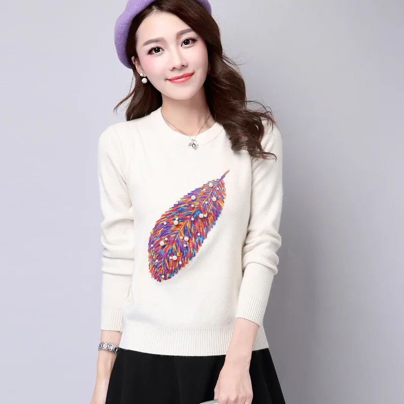 knitted sweaters women elegant pullovers sweater korean women's feather printed pearl beaded pullover sweater jersey jumpers
knitted sweaters women elegant pullovers sweater korean women's feather printed pearl beaded pullover sweater jersey jumpers