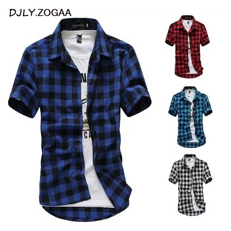 Men's Summer Shirts Short Sleeve Plaid Shirt Casual Man Fashion Chemise Homme Mens Dress Shirts Leisure Design Cotton Shirt 
Men's Summer Shirts Short Sleeve Plaid Shirt Casual Man Fashion Chemise Homme Mens Dress Shirts Leisure Design Cotton Shirt