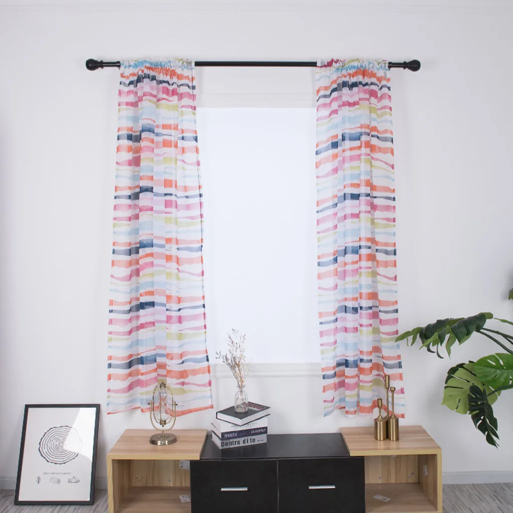 2pcs/Set Colored Horizontal Stripes Printing Yarn Curtain Elegant Home Window Decoration Tulle Window Voile Valance 130*200CM
2pcs/Set Colored Horizontal Stripes Printing Yarn Curtain Elegant Home Window Decoration Tulle Window Voile Valance 130*200CM
