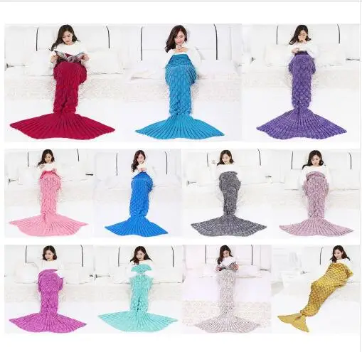 180x90cm 670g Soft Knitted Mermaid Tail Blanket Crochet Handmade Sleeping Bag for Kids Adult Best Birthday Christmas Gift
180x90cm 670g Soft Knitted Mermaid Tail Blanket Crochet Handmade Sleeping Bag for Kids Adult Best Birthday Christmas Gift