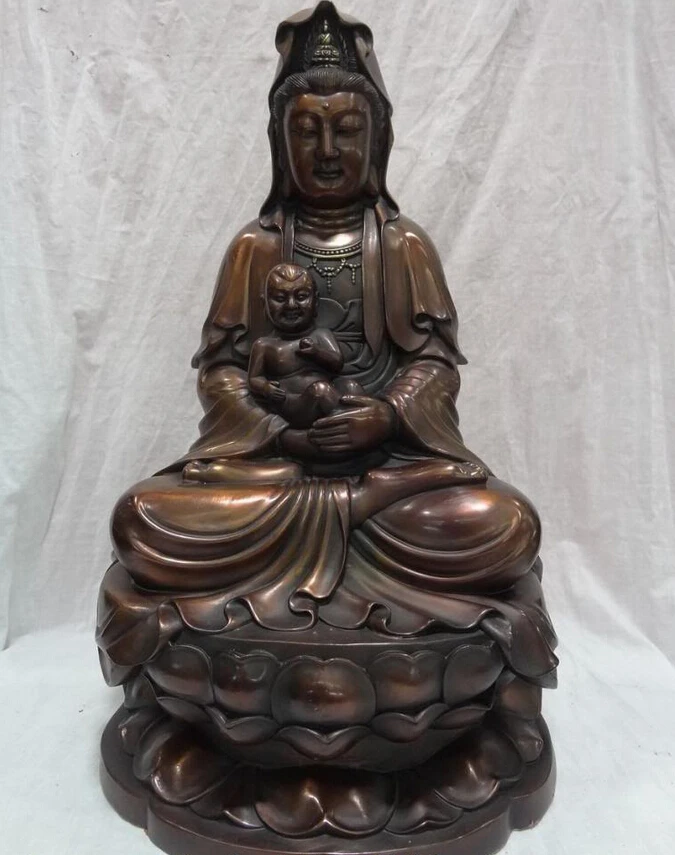 S3011 20" Rare Chinese Pure Bronze Temple Lotus Kwan-Yin Guan Yin Kid Child Statue Set D0318
S3011 20" Rare Chinese Pure Bronze Temple Lotus Kwan-Yin Guan Yin Kid Child Statue Set D0318