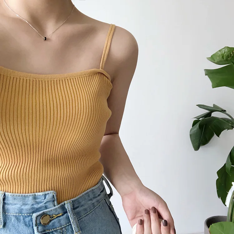 Candy colors knitted strap tank top women Crop Tops Tamls Camis Camisole tank Moda Mujer tshirt Knitwear Sleeveless vest 2019
Candy colors knitted strap tank top women Crop Tops Tamls Camis Camisole tank Moda Mujer tshirt Knitwear Sleeveless vest 2019
