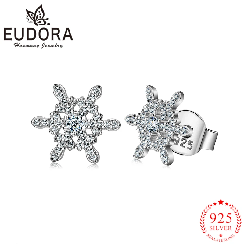Eudora Authentic 925 Sterling Silver Snowflake Zircon Stud Earrings for Women Girls Gift Trendy Fashion Silver Jewelry MYXE177
Eudora Authentic 925 Sterling Silver Snowflake Zircon Stud Earrings for Women Girls Gift Trendy Fashion Silver Jewelry MYXE177