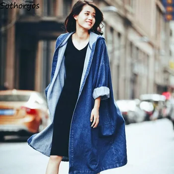 Jackets Women 2020 Boyfriend Elegant Temperament Denim Loose Long Style Womens Jacket European Style Hooded Solid Ladies Coats
Jackets Women 2020 Boyfriend Elegant Temperament Denim Loose Long Style Womens Jacket European Style Hooded Solid Ladies Coats