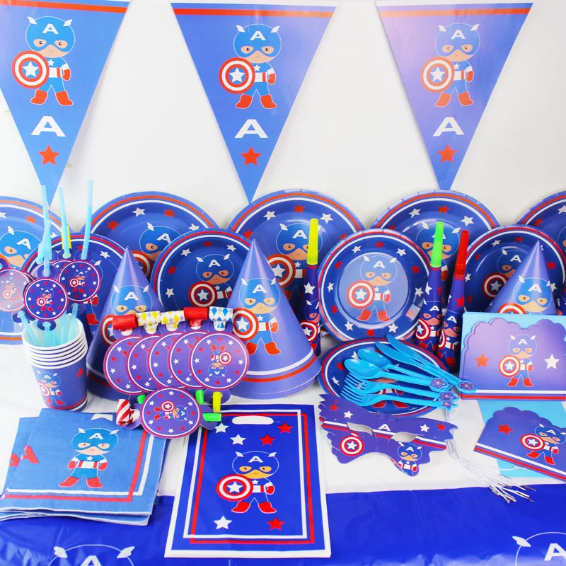 The Avengers Party Decorations Kid Boy Birthday Party Supplies Captain Tableware Plate Cup Napkins Horns Straw Candles Flag Set
The Avengers Party Decorations Kid Boy Birthday Party Supplies Captain Tableware Plate Cup Napkins Horns Straw Candles Flag Set