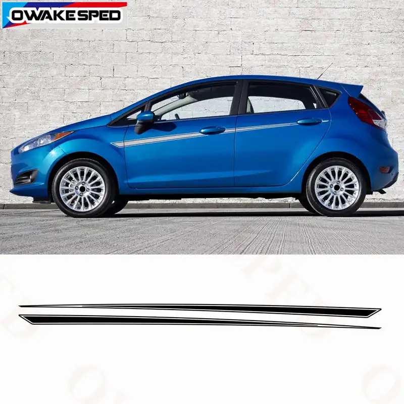 Sports Car Decoration Stickers Body Line Graphic Decal RS Lettering Black Blue