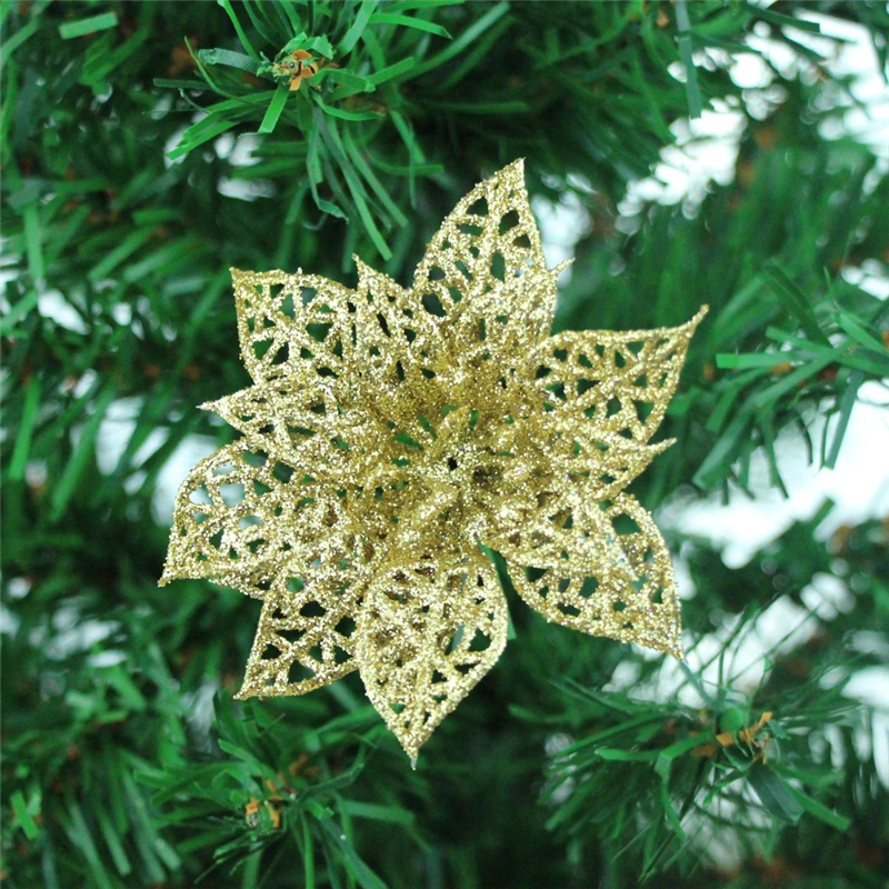 1 PC Gold powder plastic flower Christmas decorations size 7CM Xmas tree present adornments DIY party production accessories
1 PC Gold powder plastic flower Christmas decorations size 7CM Xmas tree present adornments DIY party production accessories