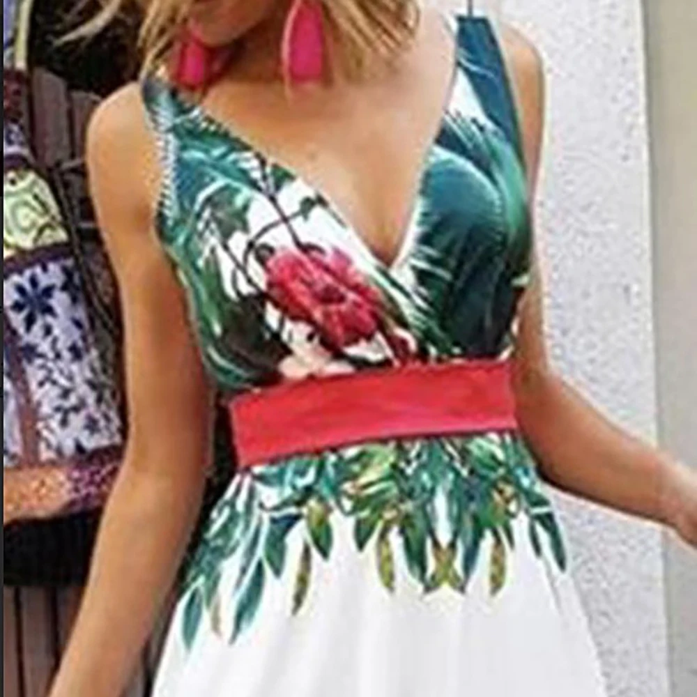 Fashion Sleeveless Green Leaf Floral Beachdress Summer Sleeveless Floral Printed Dress Women Maxi Boho Print Dress Ladies New
Fashion Sleeveless Green Leaf Floral Beachdress Summer Sleeveless Floral Printed Dress Women Maxi Boho Print Dress Ladies New