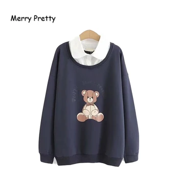 Merry Pretty Women Turndown Collar Long Sleeve Hoodies Cartoon Bear Print Cute Sweatshirts 2019 Winter Fake 2 Pieces Pullovers
Merry Pretty Women Turndown Collar Long Sleeve Hoodies Cartoon Bear Print Cute Sweatshirts 2019 Winter Fake 2 Pieces Pullovers