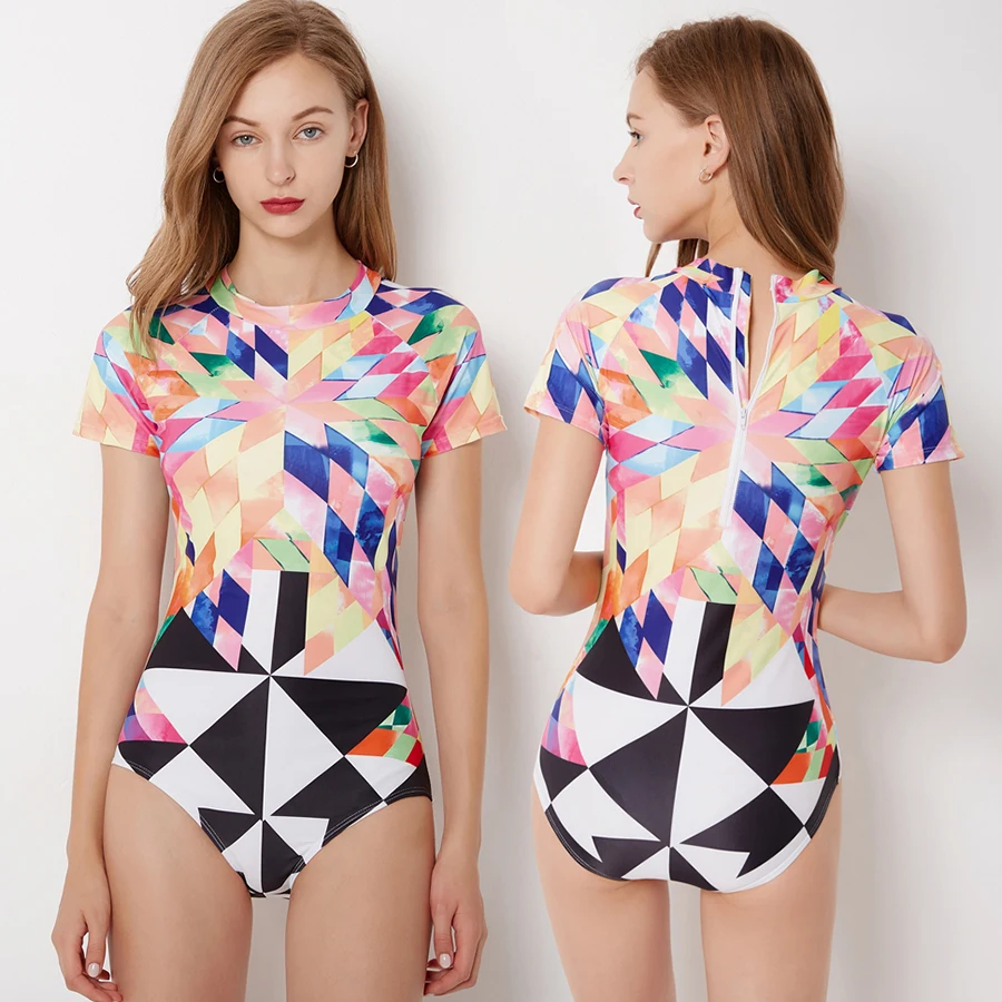 Short Sleeve One-piece Women's Surfing Swim Wear Swimwear Female Swimsuit Models Swimsuits Women Floral One Piece Bathing Suit
Short Sleeve One-piece Women's Surfing Swim Wear Swimwear Female Swimsuit Models Swimsuits Women Floral One Piece Bathing Suit