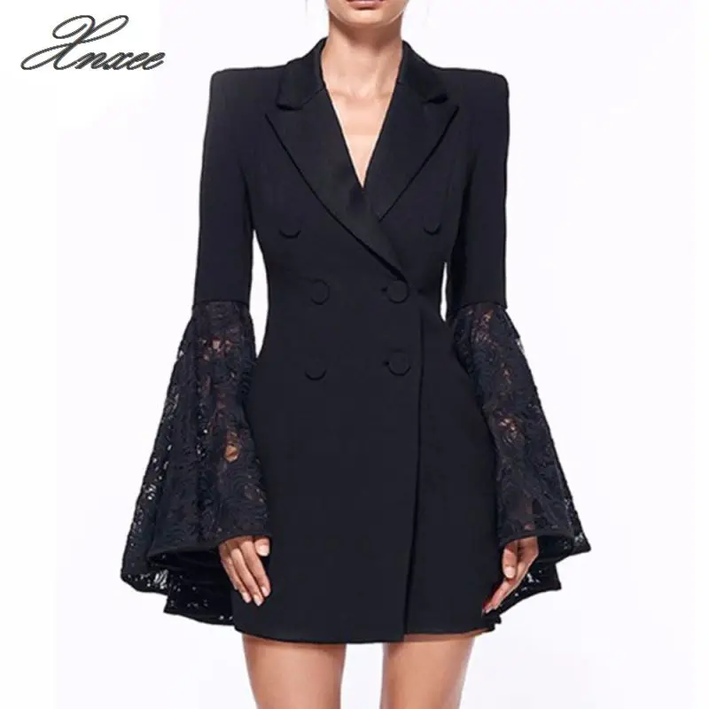 Spring and Autumn large size new women's lapel double-breasted trumpet sleeves long blazer
Spring and Autumn large size new women's lapel double-breasted trumpet sleeves long blazer