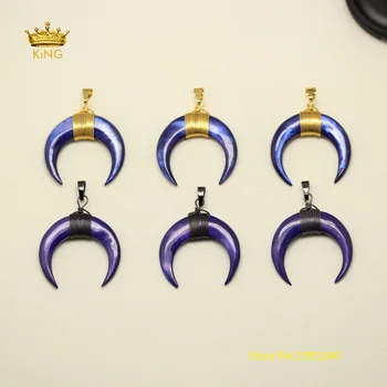 10PCS 34x34mm Lapis Blue Color Shell Wire Wrapped Crescent Shell with Gun Black/Gold Plating Copper Caps OX Horn Pendant Jewelry
10PCS 34x34mm Lapis Blue Color Shell Wire Wrapped Crescent Shell with Gun Black/Gold Plating Copper Caps OX Horn Pendant Jewelry