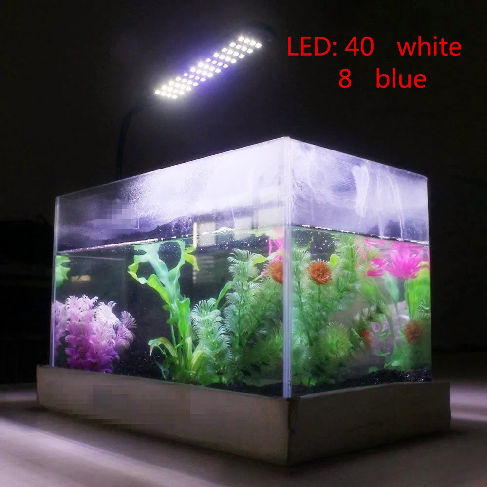 48 LED Aquarium Light Fish Tank Lamp with Flexible Clip 40 White and 8 Blue Color Lighting US / EU Plug
48 LED Aquarium Light Fish Tank Lamp with Flexible Clip 40 White and 8 Blue Color Lighting US / EU Plug