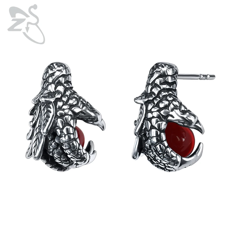 ZS 1 Pair Punk Stud Earrings Dragon Claw Shape Earring with Red Round Zirconia 316L Stainless Steel Jewelry Rock Roll Earrings
ZS 1 Pair Punk Stud Earrings Dragon Claw Shape Earring with Red Round Zirconia 316L Stainless Steel Jewelry Rock Roll Earrings