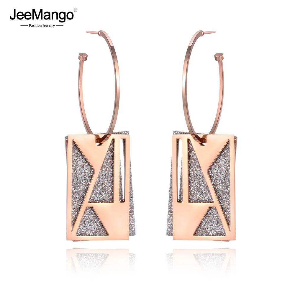 JeeMango Trendy Hollow Geometric Stainless Steel Jewelry Rose Gold Frosted Square Curved Disc Hoop Earrings For Women JE19017
JeeMango Trendy Hollow Geometric Stainless Steel Jewelry Rose Gold Frosted Square Curved Disc Hoop Earrings For Women JE19017