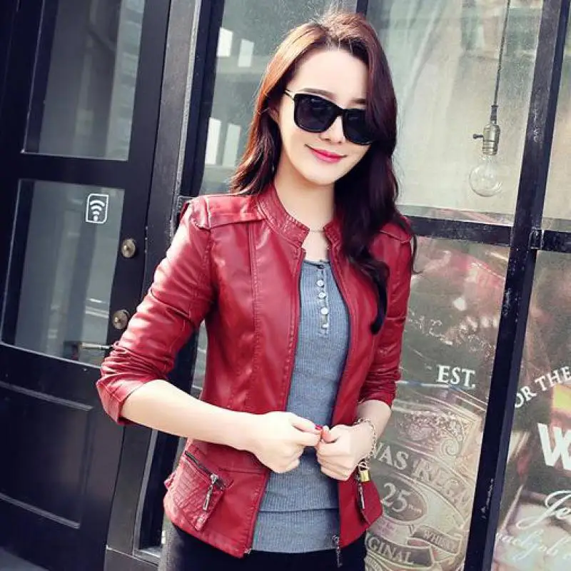 Autumn PU leather jacket women 2018 fashion Korean stitching short jacket artificial leather blouse winter coat Jacket Female
Autumn PU leather jacket women 2018 fashion Korean stitching short jacket artificial leather blouse winter coat Jacket Female