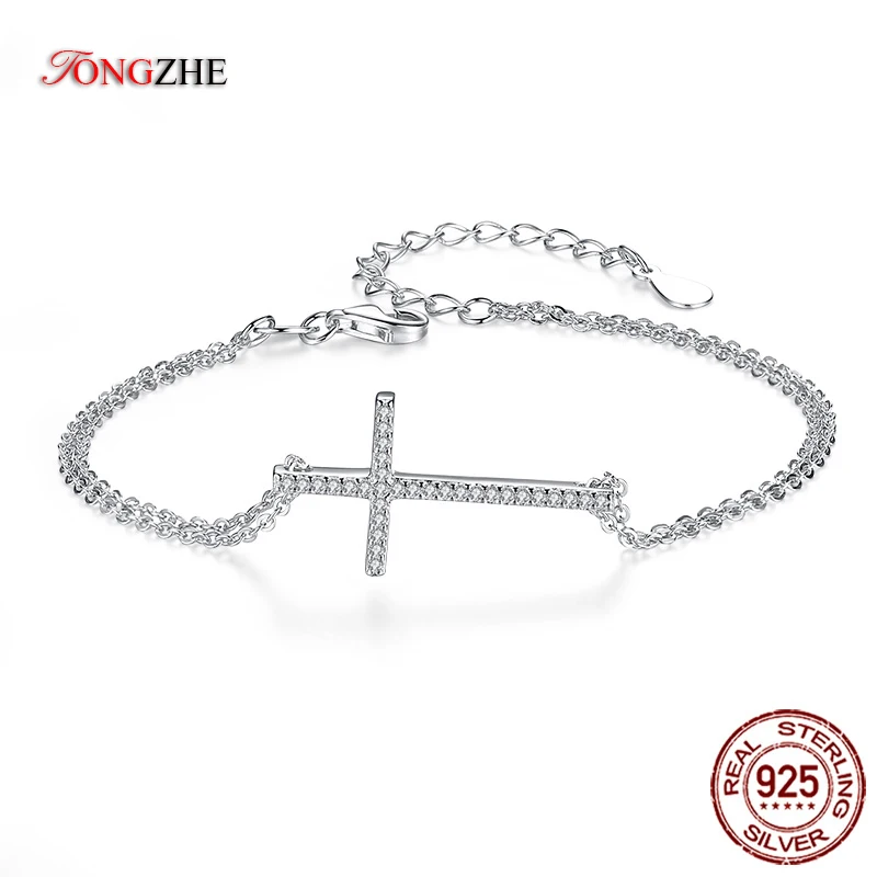 TONGZHE Authentic 925 Sterling Silver Bracelets White Rose Gold Color Cross Charm CZ Wedding Jewelry for Women Wrist Jewelry
TONGZHE Authentic 925 Sterling Silver Bracelets White Rose Gold Color Cross Charm CZ Wedding Jewelry for Women Wrist Jewelry