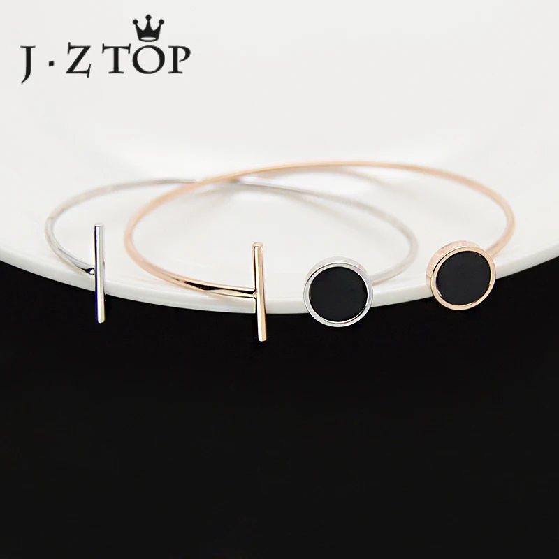 JZTOP Black Round Rose Gold Color Geometry Bangle For Woman Stainless Steel Open Adjustable Bracelet Girl Silver Color Jewelry
JZTOP Black Round Rose Gold Color Geometry Bangle For Woman Stainless Steel Open Adjustable Bracelet Girl Silver Color Jewelry