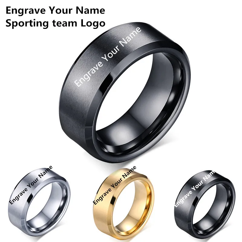 Drop Shipping Custom Name Sport Logos 8mm Black/ Silver/ Gold Blue Titanium Rings Personalize Jewelry for Men Women
Drop Shipping Custom Name Sport Logos 8mm Black/ Silver/ Gold Blue Titanium Rings Personalize Jewelry for Men Women