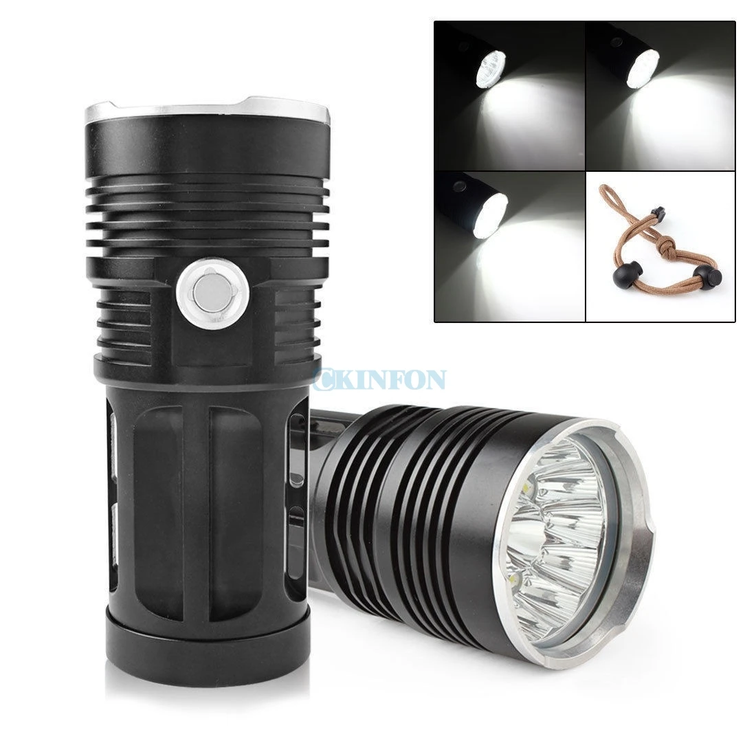 DHL 10PCS New 38000LM 15x XM-L T6 LED Flashlight Torch 4x 18650 Hunting Light Lamp Fighting Gift
DHL 10PCS New 38000LM 15x XM-L T6 LED Flashlight Torch 4x 18650 Hunting Light Lamp Fighting Gift