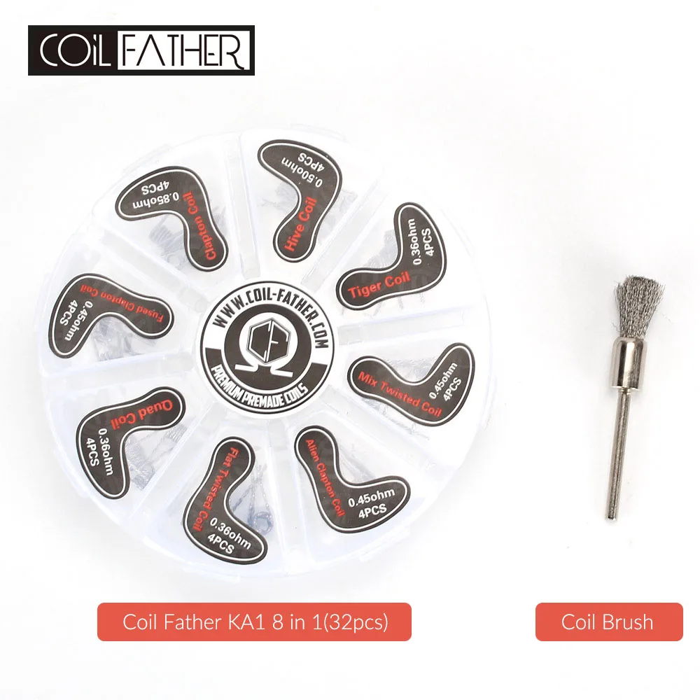 Coil Father Clapton Wire 8 in 1 with Coil Brusher Fused Clapton Tiger Hive Alien Clapton Coil for RDA RTA Tank
Coil Father Clapton Wire 8 in 1 with Coil Brusher Fused Clapton Tiger Hive Alien Clapton Coil for RDA RTA Tank