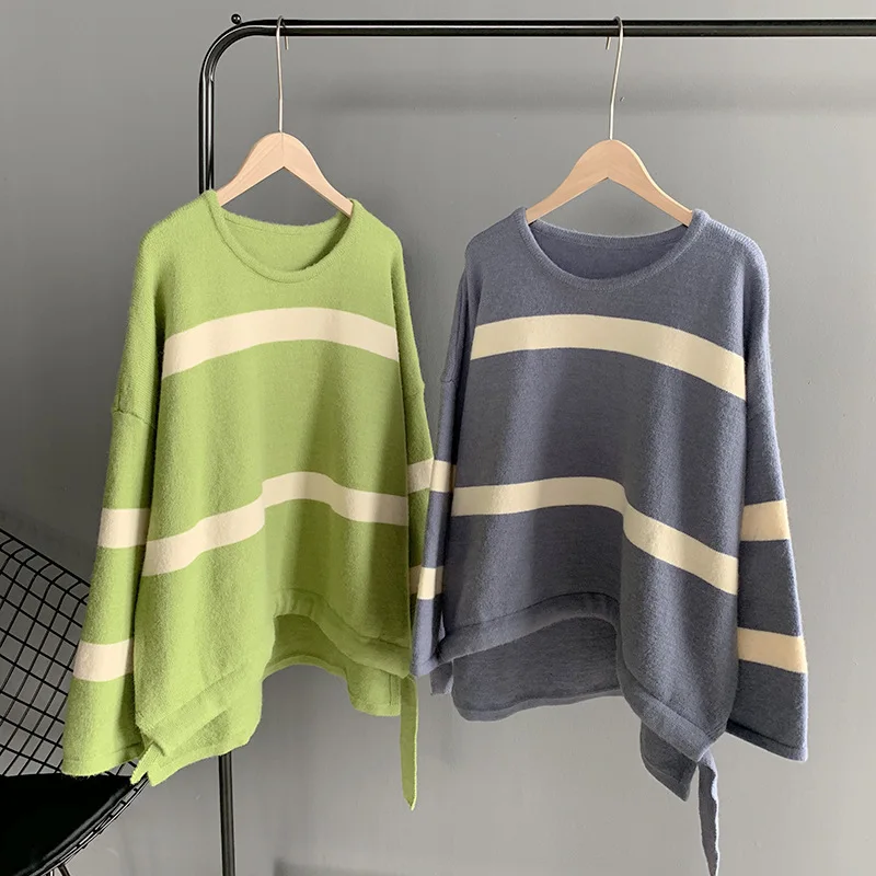 Mooirue Spring 2019 Women Harajuku Sweater Stripe Knitting Loose Pullovers Feminino orange Grey Tops
Mooirue Spring 2019 Women Harajuku Sweater Stripe Knitting Loose Pullovers Feminino orange Grey Tops