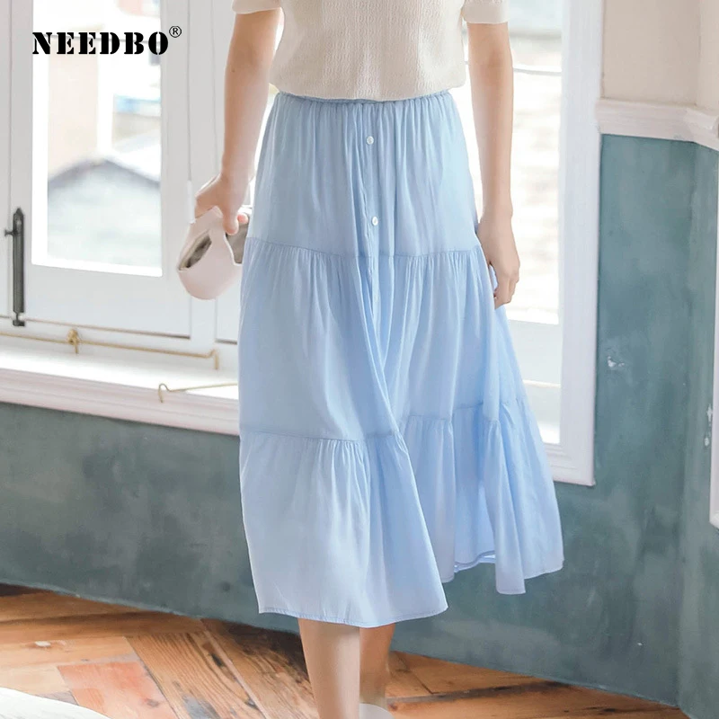 NEEDBO Pleated Skirt Midi Solid Long Skirts Plus Size Lady Elastic Waist Beach Pleated Skirt Casual Women Skirt Summer WS25880
NEEDBO Pleated Skirt Midi Solid Long Skirts Plus Size Lady Elastic Waist Beach Pleated Skirt Casual Women Skirt Summer WS25880