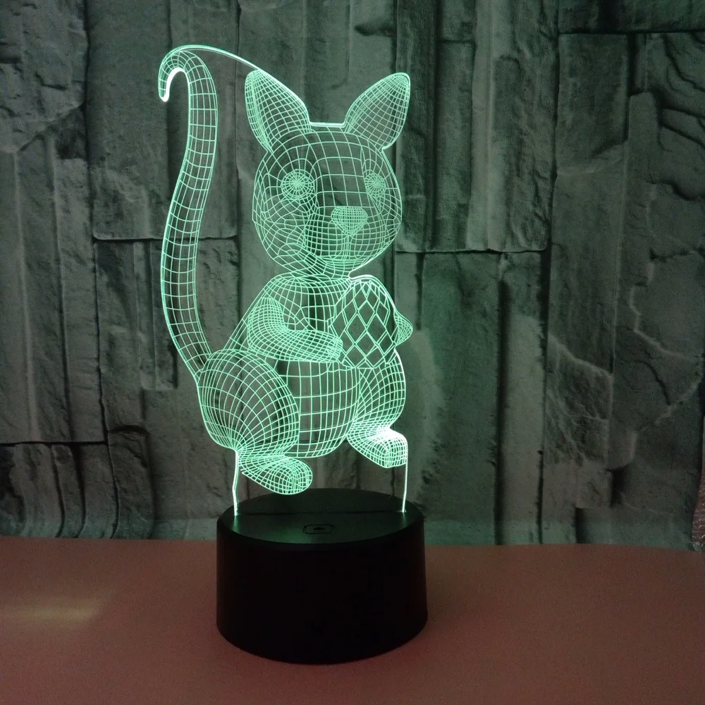 

Squirrel 3d Lamp Factory wholesale 7 color change Touch Led Visual Table Lamps Gift Atmosphere, Desktop 3d Table Lamp