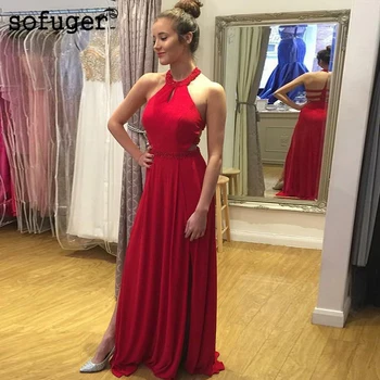 Long Red Chiffon Summer Sleeveless Halter Backless Evening Dresses Prom Girl Robe De Soiree Arabic Muslim Special Occasion
Long Red Chiffon Summer Sleeveless Halter Backless Evening Dresses Prom Girl Robe De Soiree Arabic Muslim Special Occasion