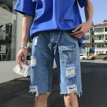 Summer Motocycle Punk Knee High Shorts Jeans Pockets Spliced Straight Short Denim Jeans Skinny Destroyed Jeans Masculino
Summer Motocycle Punk Knee High Shorts Jeans Pockets Spliced Straight Short Denim Jeans Skinny Destroyed Jeans Masculino