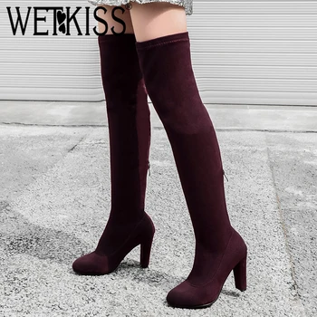 WETKISS New Over The Knee Women Boots Round Toe Flock Zip Solid Footwear High Heels Stretch Female Boots Black Shoes Women 2018
WETKISS New Over The Knee Women Boots Round Toe Flock Zip Solid Footwear High Heels Stretch Female Boots Black Shoes Women 2018