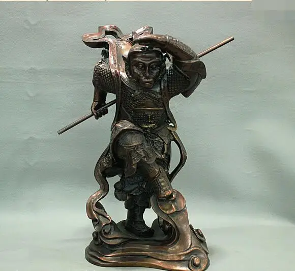 14" Chinese Pure Red Bronze Buddhism Sun WuKong Monkey King Cudgel Buddha Statue
14" Chinese Pure Red Bronze Buddhism Sun WuKong Monkey King Cudgel Buddha Statue