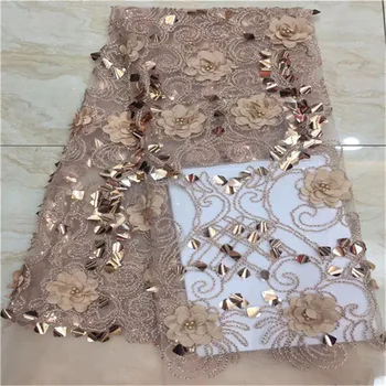 African Laces Fabric With Beads 3d big sequins Lace Fabric 2019 High Quality Lace Nigerian French Lace Fabric For Wedding Dress
African Laces Fabric With Beads 3d big sequins Lace Fabric 2019 High Quality Lace Nigerian French Lace Fabric For Wedding Dress