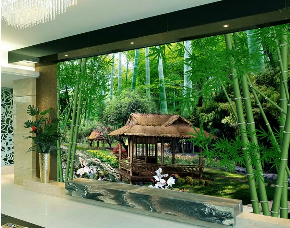 

Fresh Bamboo Landscape TV Backdrop 3d murals wallpaper for living room beautiful scenery wallpapers