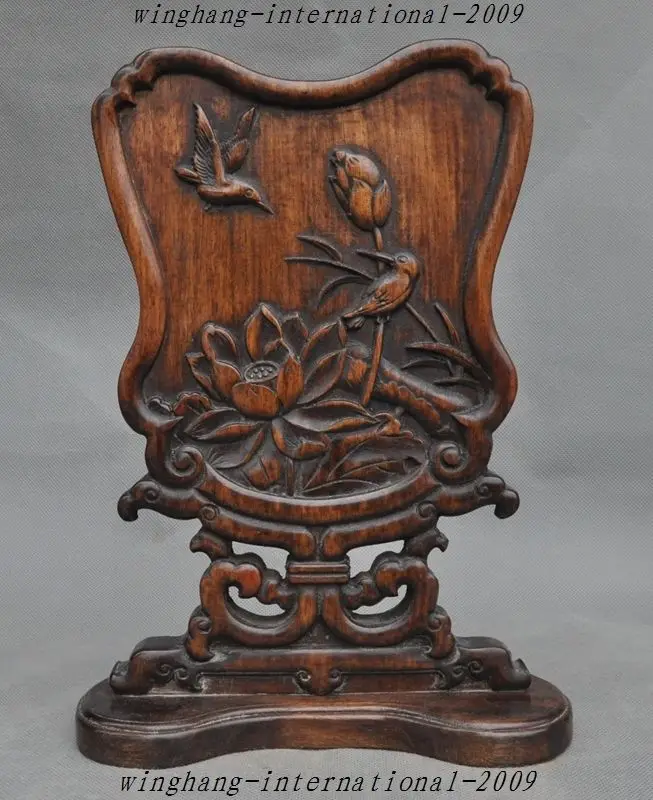 christmas Old Chinese Huanghuali Wood pure Hand-Carved Lucky Lotus Bird Statue Screens halloween
christmas Old Chinese Huanghuali Wood pure Hand-Carved Lucky Lotus Bird Statue Screens halloween