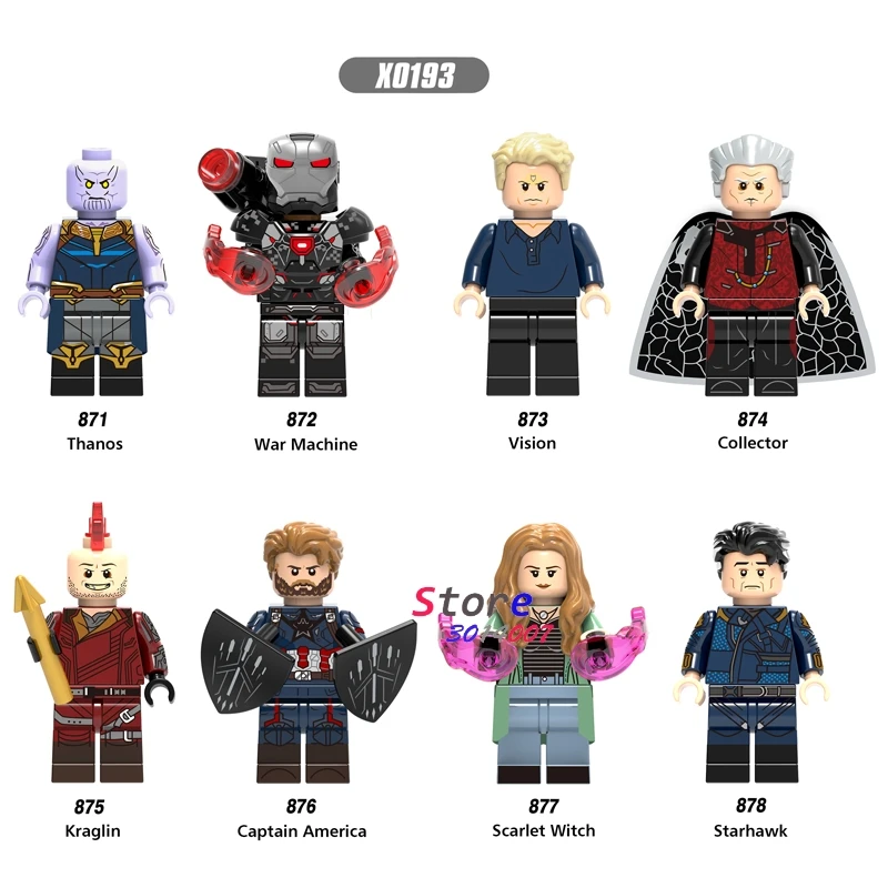 Single Thanos War Machine Captain America Starhawk Vision Collector Scarlet Witch Kraglin building blocks toys for children
Single Thanos War Machine Captain America Starhawk Vision Collector Scarlet Witch Kraglin building blocks toys for children