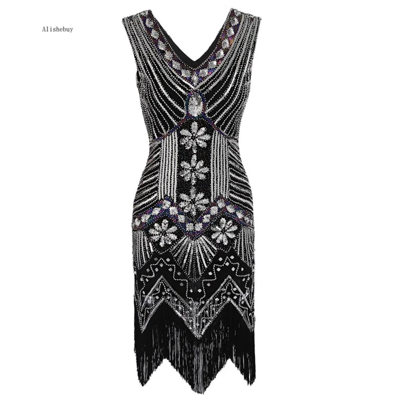 Stretchy Bodycon Dress Womens V-Neck Vintage Fringe Embellished Sequin Beaded Flapper Dress Gatsby Plus Size Knitted Shift Dress
Stretchy Bodycon Dress Womens V-Neck Vintage Fringe Embellished Sequin Beaded Flapper Dress Gatsby Plus Size Knitted Shift Dress