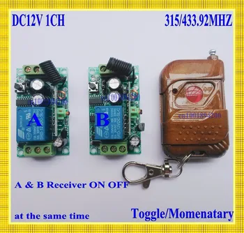 RF Remote Control Switch DC12V Receiver Transmitter 2Receivers ON OFF at the same time 315/433 Learning Code Momentary Toggle
RF Remote Control Switch DC12V Receiver Transmitter 2Receivers ON OFF at the same time 315/433 Learning Code Momentary Toggle