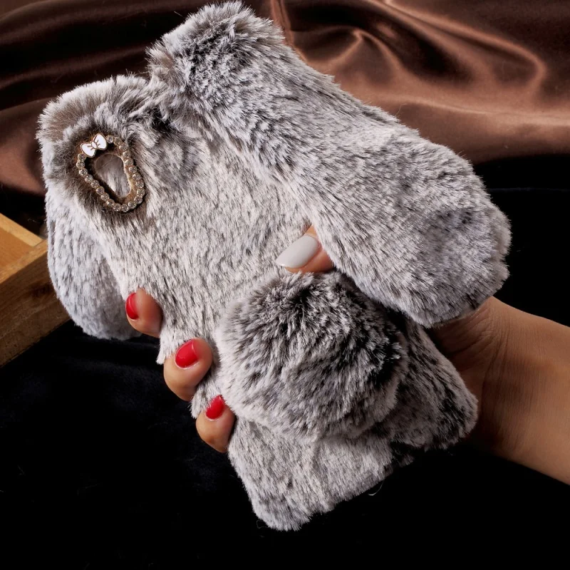 bling Plush Cases for Sony Xperia XA1 10 plus Ultra case XA XA2 Plus 2 20 3D Rabbit Ears Fur TPU Soft Cover |