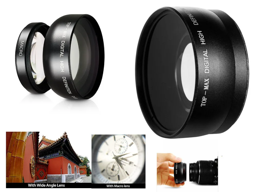 58mm 0.45X Super Wide Angle Lens w/ Macro for Canon SL2 SL1 T7 T7i T6i T6s T6 T5i T5 T4i T3i T3 T2i T1i XTi XSi XT 18-55mm
58mm 0.45X Super Wide Angle Lens w/ Macro for Canon SL2 SL1 T7 T7i T6i T6s T6 T5i T5 T4i T3i T3 T2i T1i XTi XSi XT 18-55mm