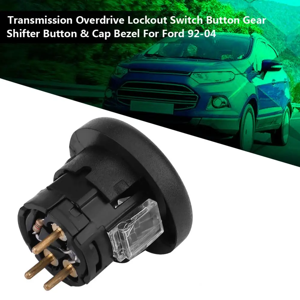 Transmission Overdrive Lockout Switch Button Gear Shifter Button &Cap Bezel Fit For Ford F-150/250/350/450/550 Bronco F53/ F59
