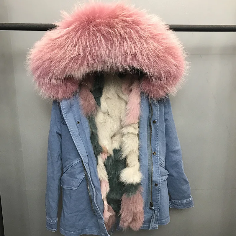 Winter Women's Fashion Loose Washed Denim Long Thick Warm Real Fox Lining Raccoon Fur Hooded Parkas Jackets Female Jeans Coats
Winter Women's Fashion Loose Washed Denim Long Thick Warm Real Fox Lining Raccoon Fur Hooded Parkas Jackets Female Jeans Coats