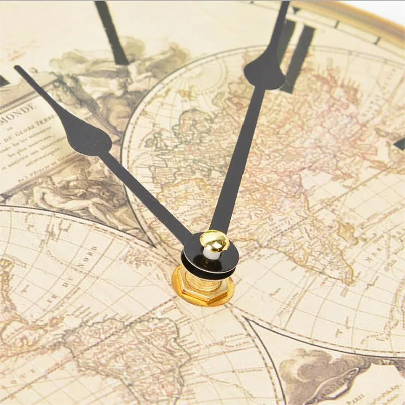 3d vintage wall clock for living room Europe wooden retro wall clock world map wanduhr silent klok wall watches home decor (2)