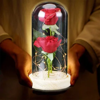 Artificial Rose Beauty Beast Red Rose in a Glass Dome on a Wooden Base for Valentine's Gifts LED Mother's Day Rose Party Lamps
Artificial Rose Beauty Beast Red Rose in a Glass Dome on a Wooden Base for Valentine's Gifts LED Mother's Day Rose Party Lamps