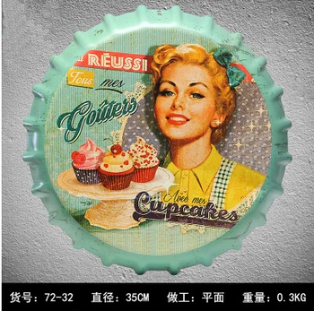 American Vintage Style Cupcake & Fashion Lady Metal Tin Signs Wall Plaque Decoration Bottle Cap Shape Bar Pub Cafe Home Craft
American Vintage Style Cupcake & Fashion Lady Metal Tin Signs Wall Plaque Decoration Bottle Cap Shape Bar Pub Cafe Home Craft