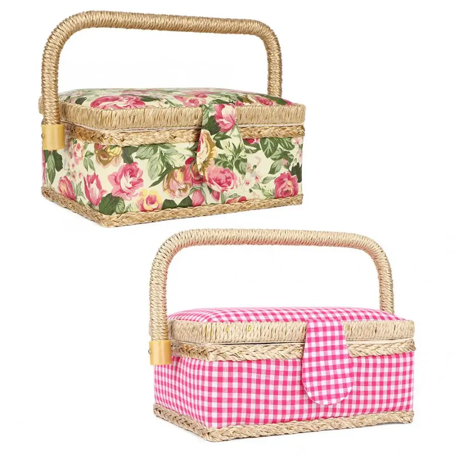 Sewing Basket Cotton Craft Storage Box Needle Thread Basket Cotton Fabric Household Sewing Box Organizer with Sewing Accessories
Sewing Basket Cotton Craft Storage Box Needle Thread Basket Cotton Fabric Household Sewing Box Organizer with Sewing Accessories