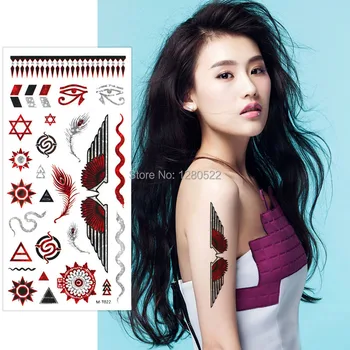 2 sheets Temporary Tribal Tattoo Flash Metallic Tattoo Silver Red Feather Wings Snake Tatoo Body Art Beach Tatuagem
2 sheets Temporary Tribal Tattoo Flash Metallic Tattoo Silver Red Feather Wings Snake Tatoo Body Art Beach Tatuagem