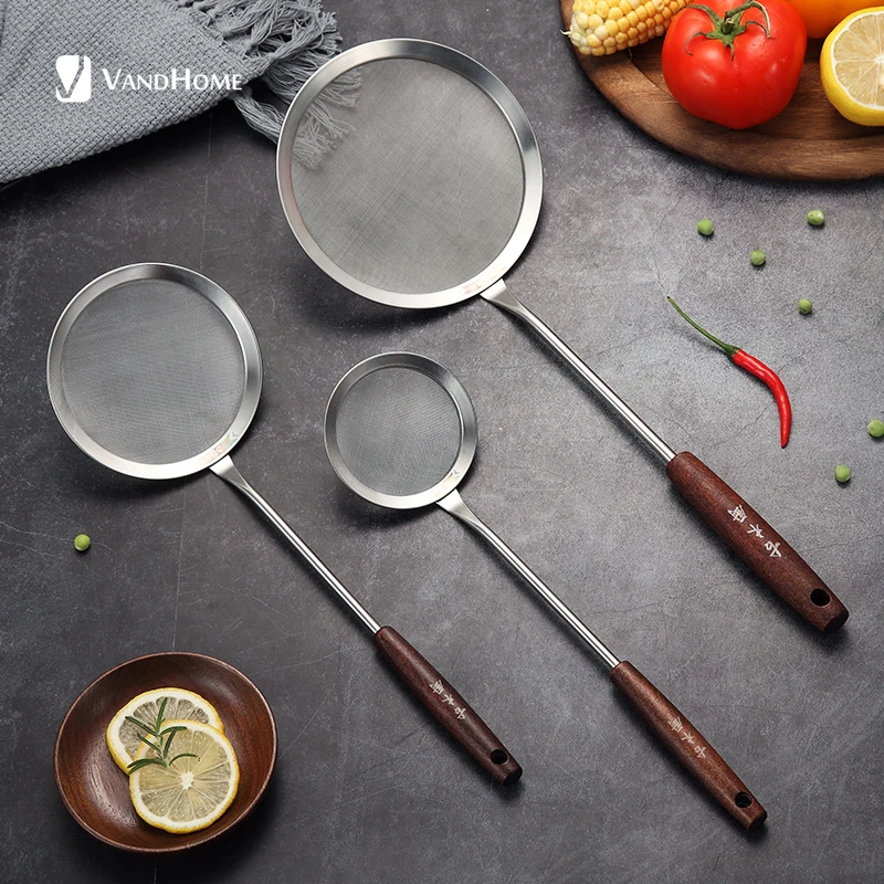 VandHome Flour Sieve 304 Stainless Steel Colander Oil Residue Strainer With Wooden Handle Filter Spoon Kitchen Accessories
VandHome Flour Sieve 304 Stainless Steel Colander Oil Residue Strainer With Wooden Handle Filter Spoon Kitchen Accessories