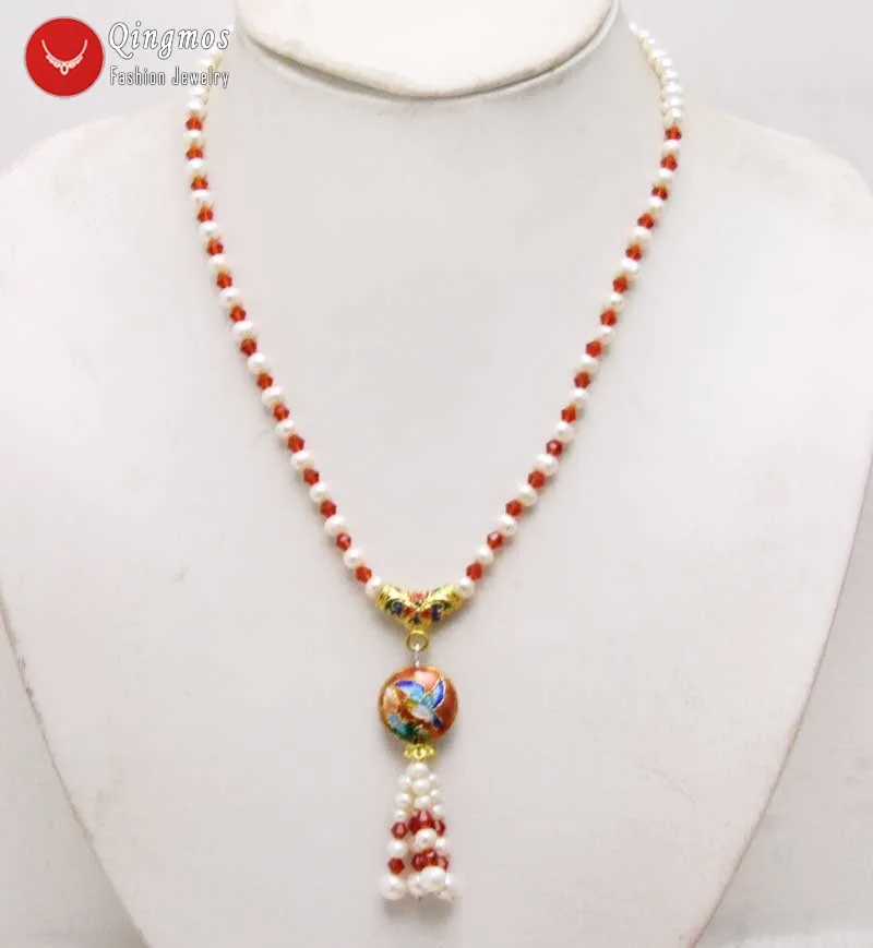 Qingmos Natural 5-6mm Round White Pearl Necklace for Women with Red Crystal & 18mm Cloisonne Pendant Necklace Jewelry Nec6387
Qingmos Natural 5-6mm Round White Pearl Necklace for Women with Red Crystal & 18mm Cloisonne Pendant Necklace Jewelry Nec6387