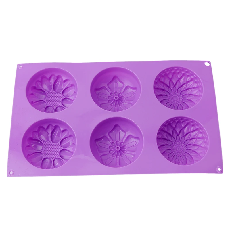 DIY Silicone Mold 3D Sunflower Flower Form Jelly Donuts Pudding Tool 6Lattice